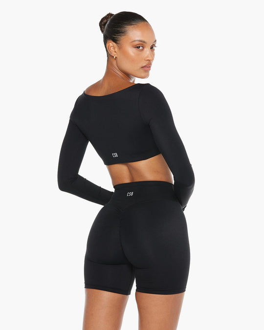 Freedom Scoop Long Sleeve Crop | Black